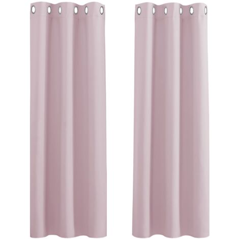 Tende oscuranti termiche – set di 2 tende a pannello con occhielli/insonorizzate, scorrevoli, isolate, pronte all'uso, 2 x L 132 x A 140 cm, rosa chiaro