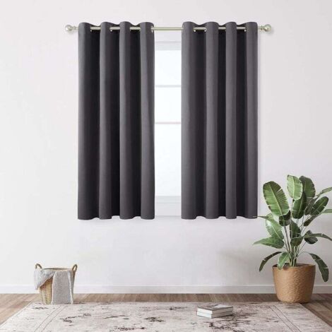 Tende oscuranti termoisolanti, anti-freddo, 117x138 cm (larghezza x altezza), design moderno con occhielli, tende per soggiorno e camera da letto, grigio scuro, 2 pannelli - LARGEIGHT