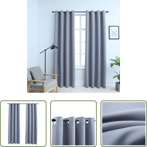 Tende per camera da letto -  Tende Oscuranti con Anelli in Metallo 2 pz Grigie 140x175 cm