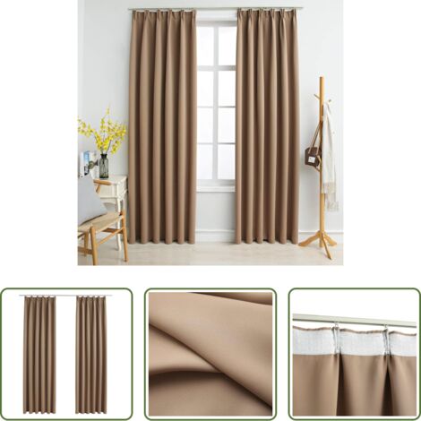 Tende per camera da letto -  Tende Oscuranti con Ganci 2 pz Grigio Talpa 140x225 cm