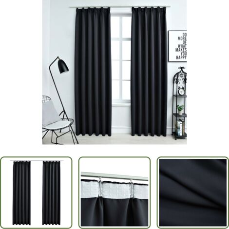 Tende per camera da letto -  Tende Oscuranti con Ganci 2 pz Nere 140x175 cm