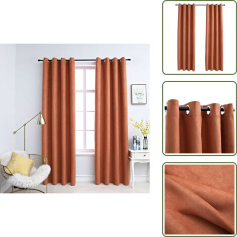 Tende per camera da letto - vidaXL Tende Oscuranti con Anelli in Metallo 2 pz Ruggine 140x175 cm - Tende per soggiorno