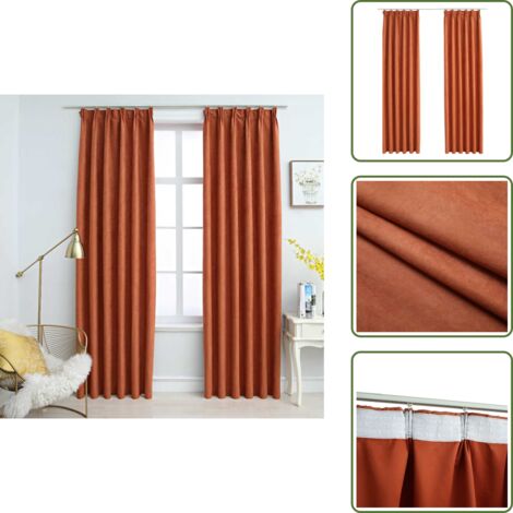 Tende per camera da letto - vidaXL Tende Oscuranti con Ganci 2 pz Ruggine 140x245 cm - Tende per soggiorno