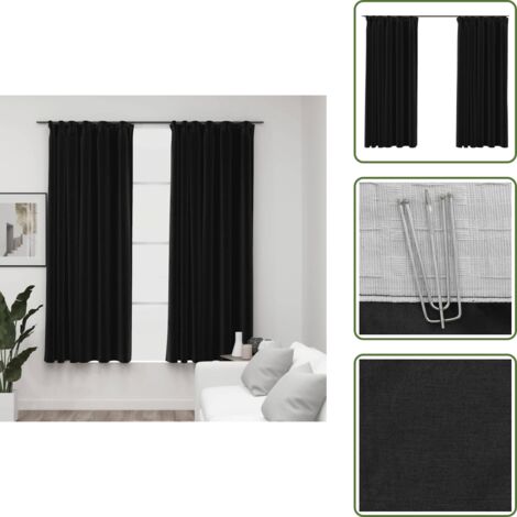 Tende per camera da letto - vidaXL Tende Oscuranti con Ganci Effetto Lino 2 pz Antracite 140x175cm - Tende per ufficio