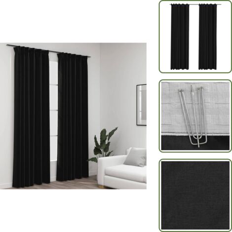 Tende per camera da letto - vidaXL Tende Oscuranti con Ganci Effetto Lino 2 pz Antracite 140x245cm - Tende per ufficio