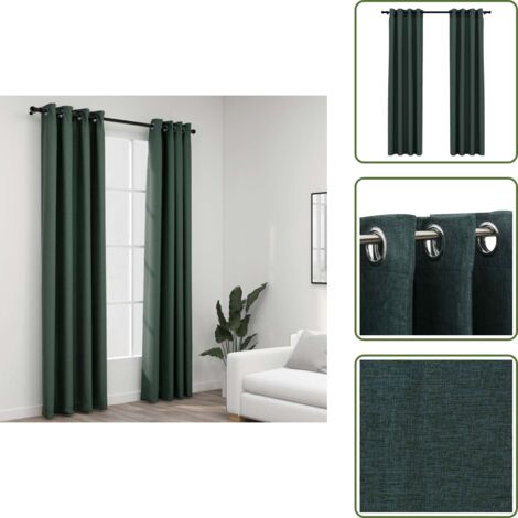 Tende per camera da letto - vidaXL Tende Oscuranti Effetto Lino con Occhielli 2 pz Verdi 140x225cm - Tende per ufficio