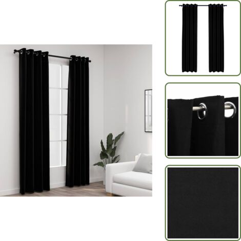 Tende per camera da letto - vidaXL Tende Oscuranti Effetto Lino con Occhielli 2pz 140x245cm Nere - Tende per ufficio