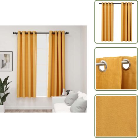 Tende per camera da letto - vidaXL Tende Oscuranti Effetto Lino con Occhielli 2pz Gialle 140x175cm - Tende per ufficio