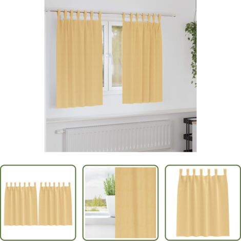 Tende per finestre -  Tende Blackout con Anelli 2 pcs Beige 140 x 140 cm Poliestere