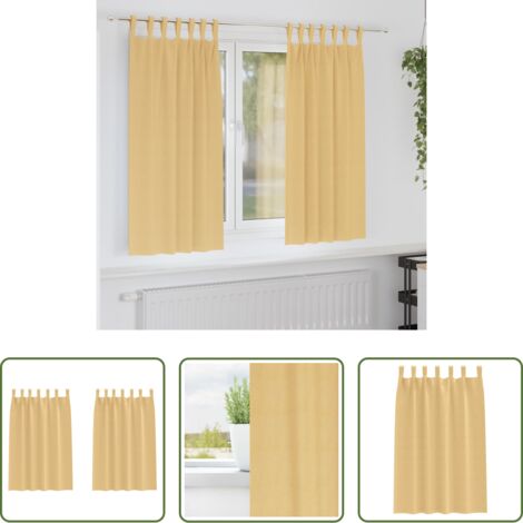 Tende per finestre -  Tende Blackout con Anelli 2 pcs Beige 175 x 140 cm Poliestere