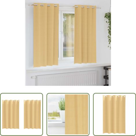 Tende per finestre -  Tende Blackout con Anelli 2 pcs Beige 175 x 140 cm Poliestere