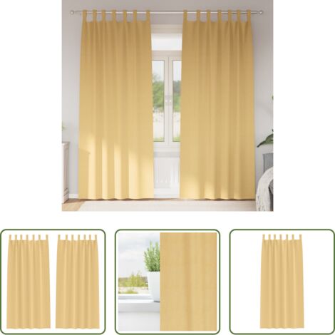 Tende per finestre -  Tende Blackout con Anelli 2 pcs Beige 225 x 140 cm Poliestere