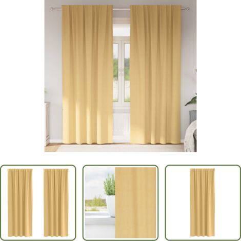 Tende per finestre -  Tende Blackout con Anelli 2 pcs Beige 260 x 140 cm Poliestere