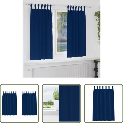 Tende per finestre -  Tende Blackout con Anelli 2 pcs Blu Scuro 175 x 140 cm