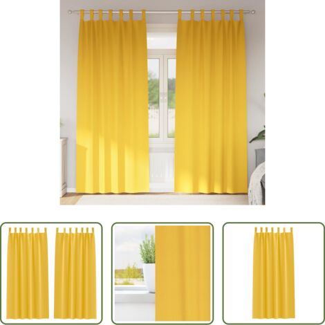 Tende per finestre -  Tende Blackout con Anelli 2 pcs Giallo senape 260 x 140 cm