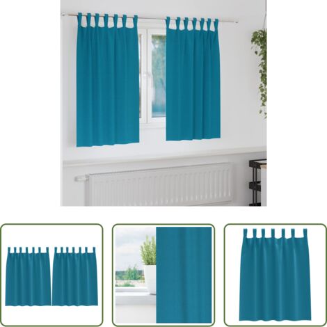 Tende per finestre -  Tende Blackout con Anelli 2 pcs Turchese 140 x 140 cm