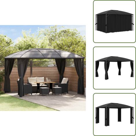 Tende per giardino - vidaXL Gazebo con Tende 400x300x265 cm Antracite - Ombrellone per feste