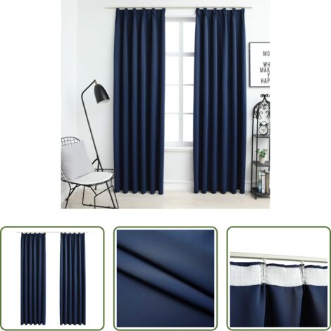 Tende per salotto - Tende Oscuranti con Ganci 2 pz Blue 140x175 cm