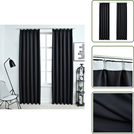Tende per ufficio - vidaXL Tende Oscuranti con Ganci 2 pz Nere 140x245 cm - Tende con ganci