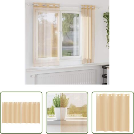 Tende sabbia -  Tende in Voile con Occhielli 2 pz Sabbia