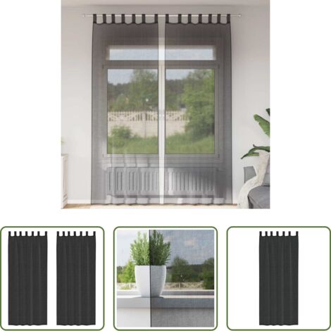 Tende semitrasparenti -  Tende in Voile con Linguetta 2 pz Nero