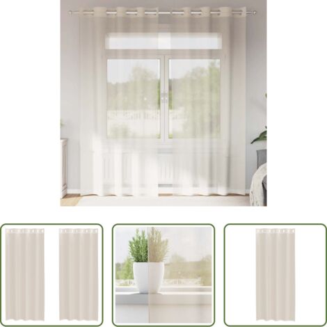 Tende semitrasparenti -  Tende in Voile con Occhielli 2 pz Crema 140x225 cm