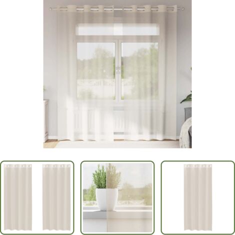 Tende semitrasparenti -  Tende in Voile con Occhielli 2 pz Crema 140x245 cm