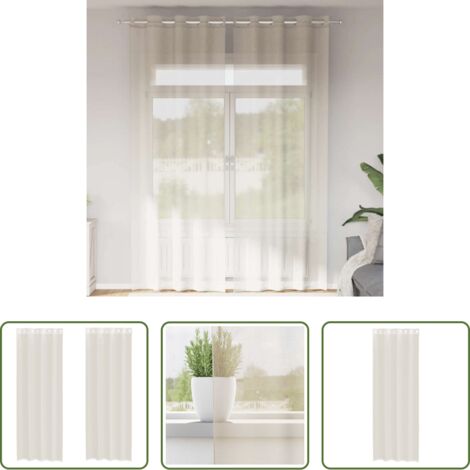 Tende semitrasparenti -  Tende in Voile con Occhielli 2 pz Crema 140x260 cm