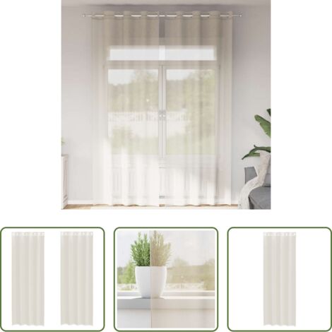 Tende semitrasparenti -  Tende in Voile con Occhielli 2 pz Crema 140x300 cm