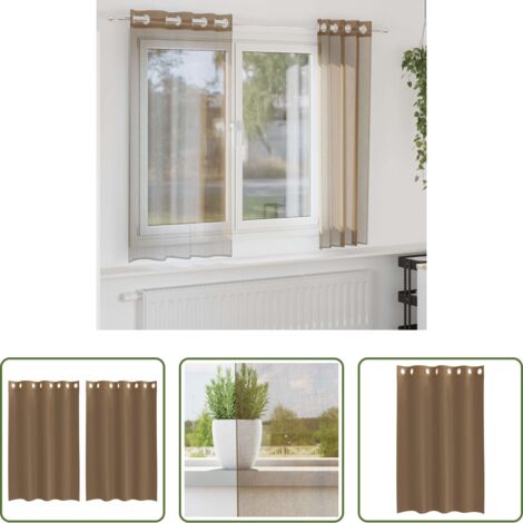 Tende semitrasparenti -  Tende in Voile con Occhielli 2 pz Marrone Chiaro