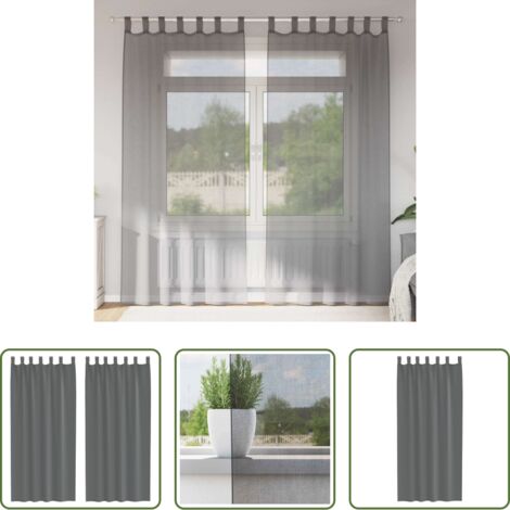 Tende semitrasparenti -  Tende in Voile con Passanti 2 pz Grigio Scuro 140x245 cm