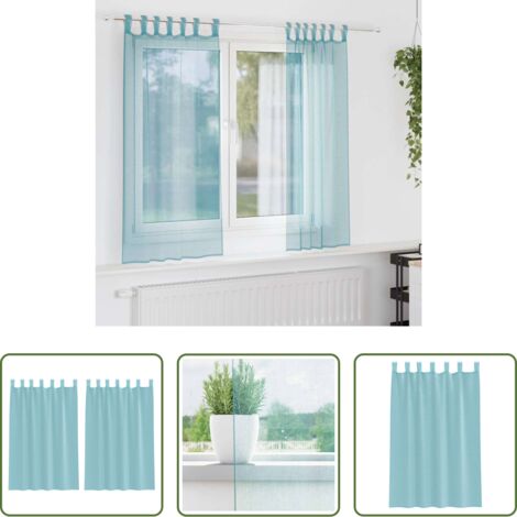 Tende semitrasparenti -  Tende in Voile con Passanti 2 pz Turchese 140x175 cm