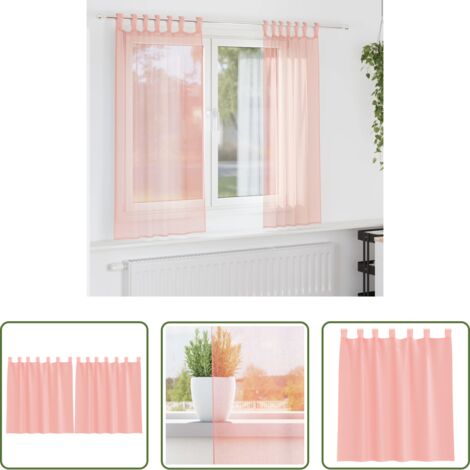Tende semitrasparenti -  Tende in Voile con Tasche per Aste 2 pz Rosa