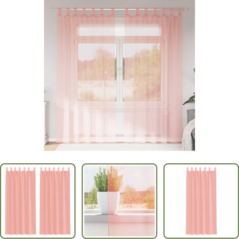 Tende semitrasparenti -  Tende in Voile con Tasche per Aste 2 pz Rosa