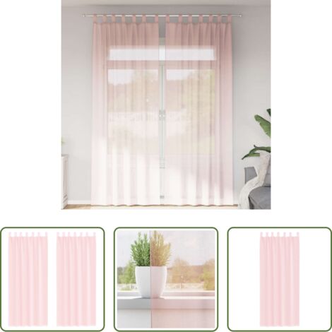 Tende semitrasparenti -  Tende in Voile con Tasche per Aste 2 pz Rosa Chiaro