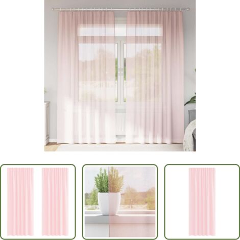 Tende semitrasparenti -  Tende in Voile con Tasche per Aste 2 pz Rosa Chiaro