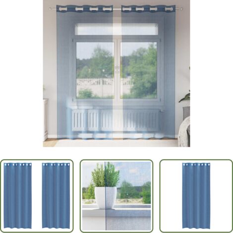 Tende trasparenti -  Tende in Voile con Occhielli 2 pz Blu Reale