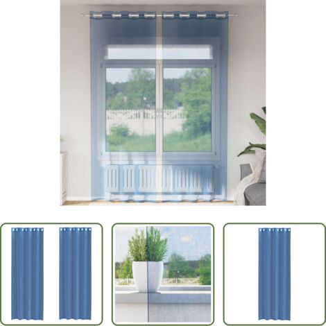 Tende trasparenti -  Tende in Voile con Occhielli 2 pz Blu Reale