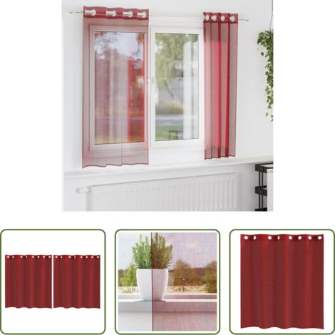 Tende trasparenti -  Tende in Voile con Occhielli 2 pz Rosso Vino