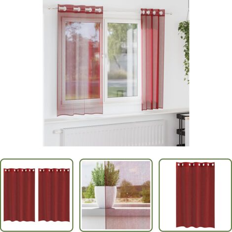 Tende trasparenti -  Tende in Voile con Occhielli 2 pz Rosso Vino