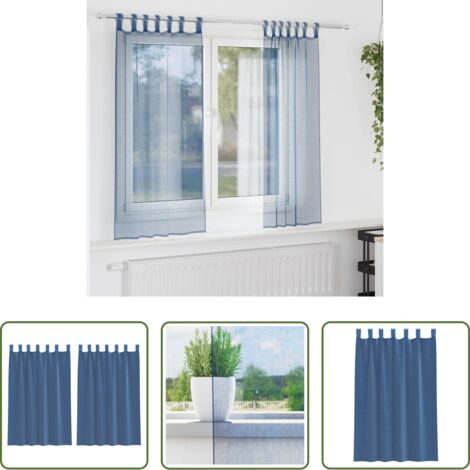 Tende trasparenti -  Tende in Voile con Passanti 2 pz Blu Reale 140x175 cm