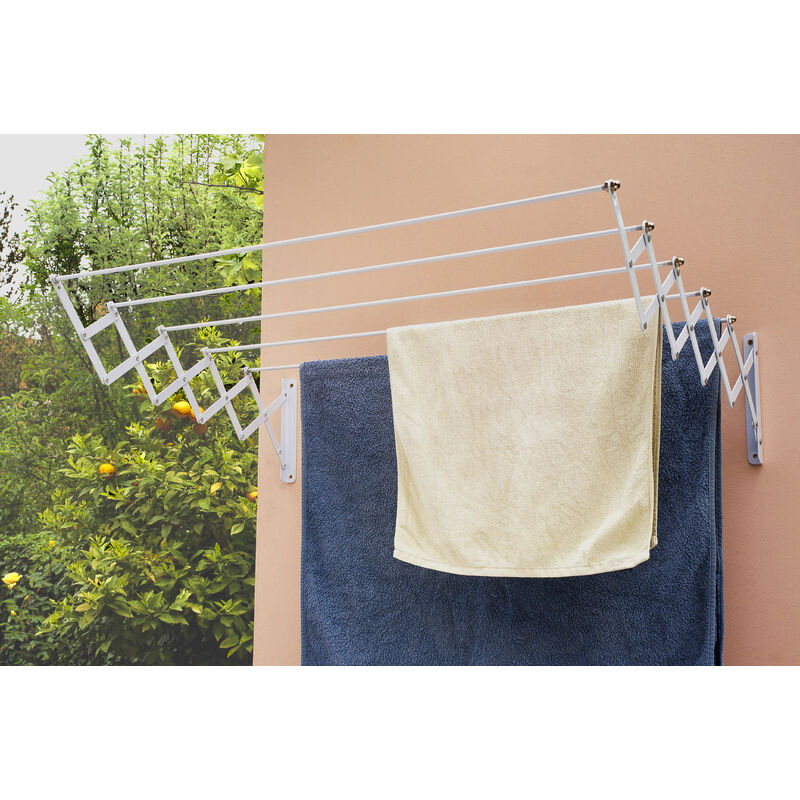 

Tendedero Acero Epoxi 100 cm. Extensible. 5 varillas. Blanco