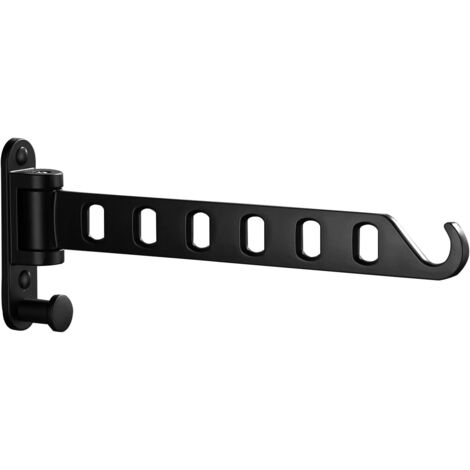 Tendedero plegable de pared, con rotación de 180°, apto para baños, balcones y lavaderos (negro, 6 agujeros, 1 unidad).