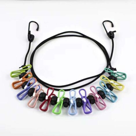 Tendedero retráctil portátil de viaje con 12 pinzas (color), accesorio para interior y exterior.
