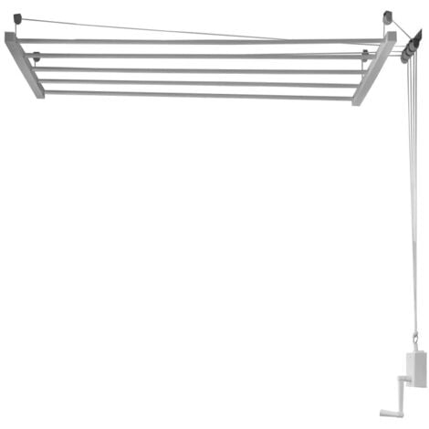 MM_UNVERIFIED_BRAND Tendedero Techo Manivela 140Cm Acero Blanco Sube-Baja Efegete