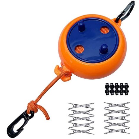 Tendedero telescópico de plástico/nailon, 8 m, color naranja