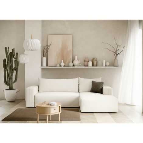 Tendencio – Canapé d'angle convertible 3 places – Longueur 268 cm – Profondeur 163 cm – Hauteur 92 cm – Couleur blanc cassé