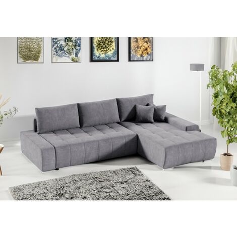 Tendencio – Canapé d'angle convertible gris foncé – Longueur 265 cm – Méridienne avec coffre de rangement – Design moderne et fonctionnel