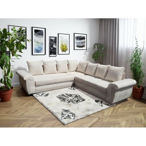 Tendencio – Canapé d'angle convertible réversible LATTIA 2A2 – Dimensions L248 x H88 x P248 cm – Confort optimal pour salon moderne – Couleur beige