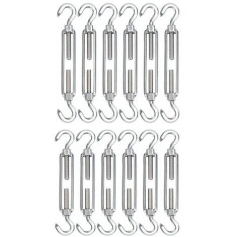 Tendeur à câbles en acier inoxydable 304 – Lot de 12 – Réglable de 115 mm à 180 mm – Fixations vis à crochet pour tension optimale